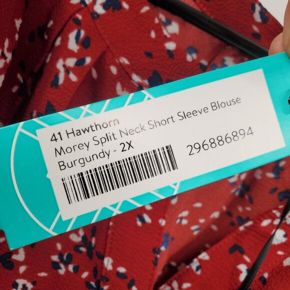 41 Hawthorn Morey Split Neck Short Sleeve Blouse Top Women Size Plus 2X NWT - Picture 4 of 12